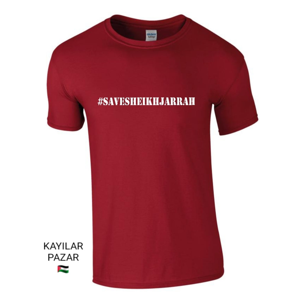 Men's Red Palestine T-Shirt Save Sheikh Jarrah