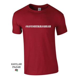 Men's Red Palestine T-Shirt Save Sheikh Jarrah