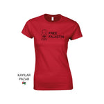Women's Red Palestine T-Shirt Handala Free Falastin