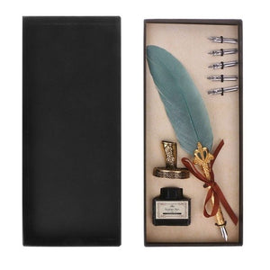 Vintage Calligraphy Feather Quill Dip Pen with Ink +5 Nibs Gift Set - KAYILAR PAZAR